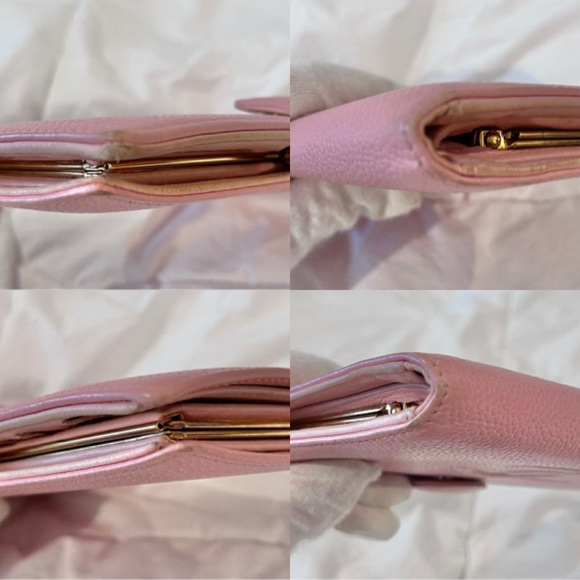 ✨Authentic Vintage CHANEL CC Logo Timeless Pink Caviar Leather Wallet On Chain - Picture 11 of 16